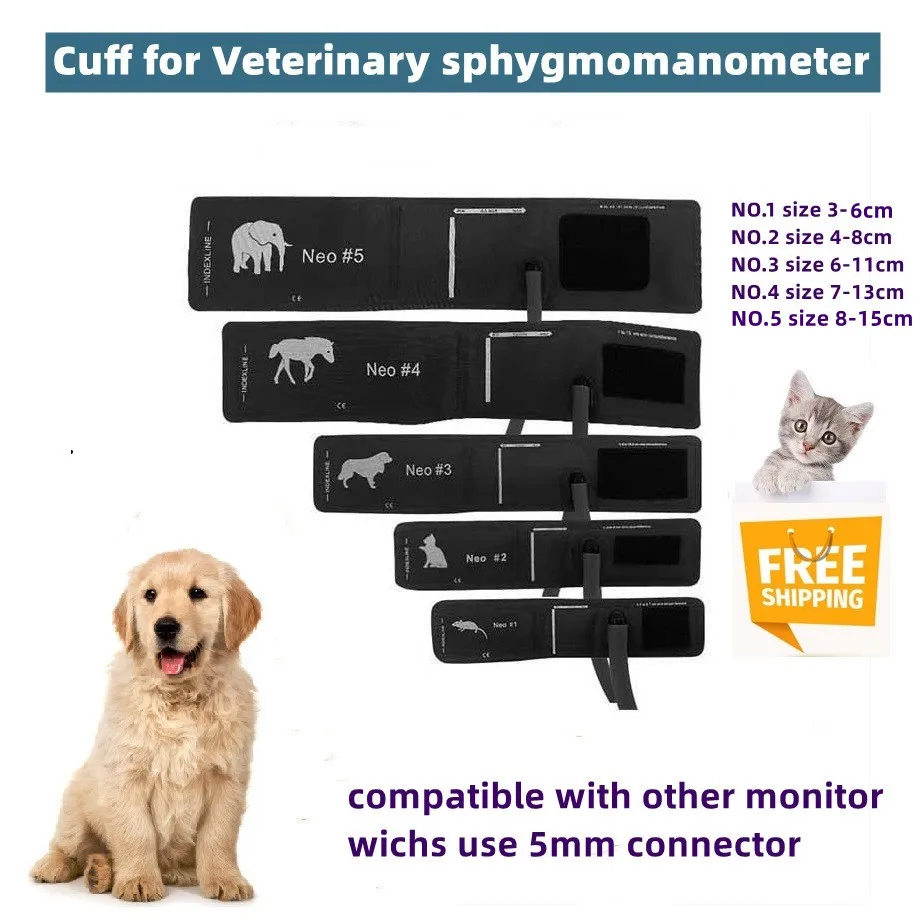 Vet Specific CONTEC08A Sphygmomanometer Cuff 5 Mouse/Cat/Dog/Horse/Elephant with Connector