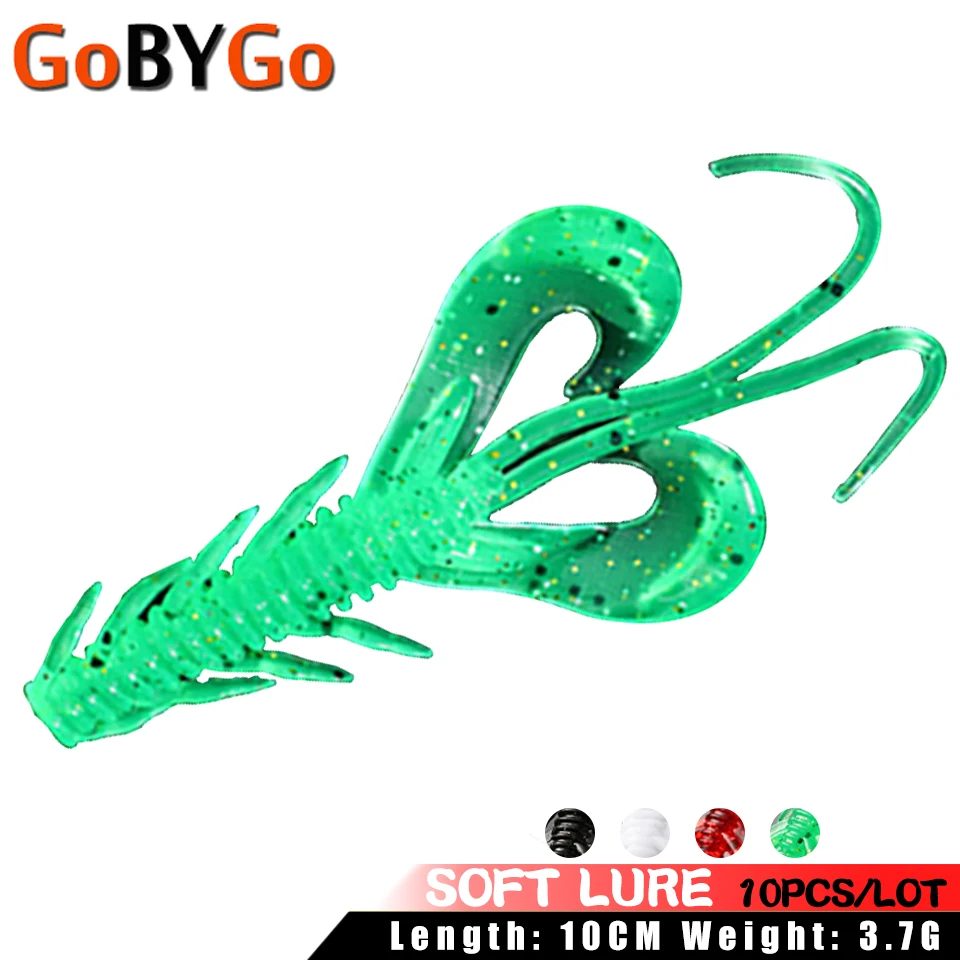 

10Pcs/Lot Soft Lure 100mm 3.7g Artificial Rocker Silicone Shrimp Bait Multicolor Pike Perch Fishing Tackle Swimbait Pesca