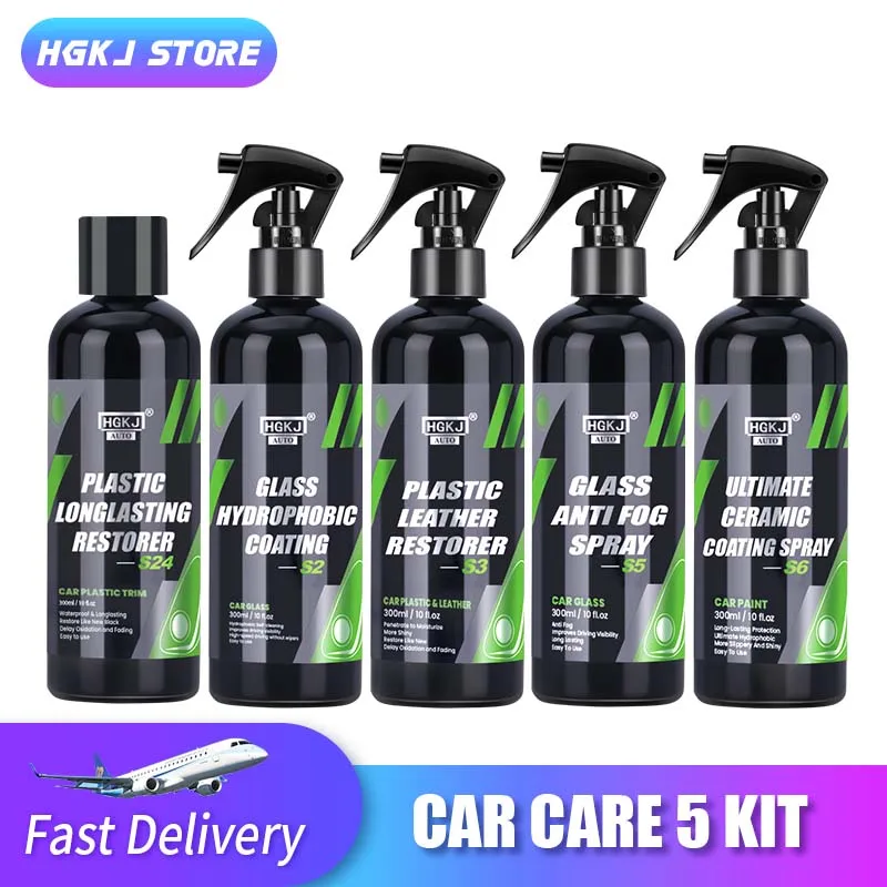 Hgkj Car Care 5 Kit Ceramic Hydrophobic Coating Plastic Restorer Anti-Rain For Cars Water Repellent Coating Anti Fog