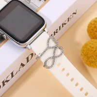 silicone strap charms set bow knot heart ring sets for iwatch watch band jewelry nails pendent charm for apple watch accessories