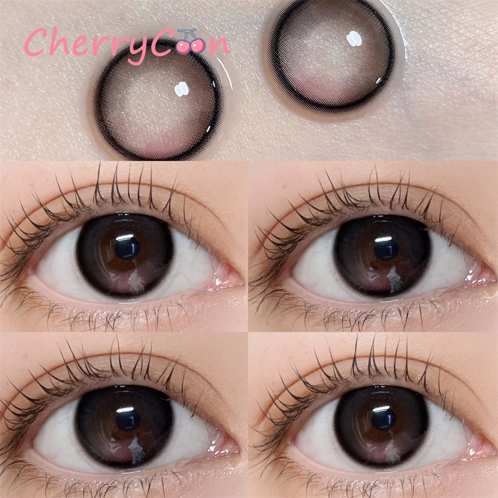 

CherryCon Rouge Black Contact Lenses big beauty pupil yearly Colored Soft for Eyes Contact Lens Myopia Prescription degrees