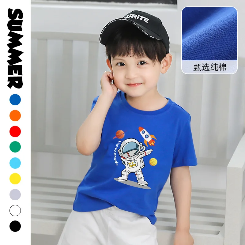 

2023 Summer Tide Kids New Short Sleeve Boys Breathable Cotton Children's Half Sleeve T-shirt