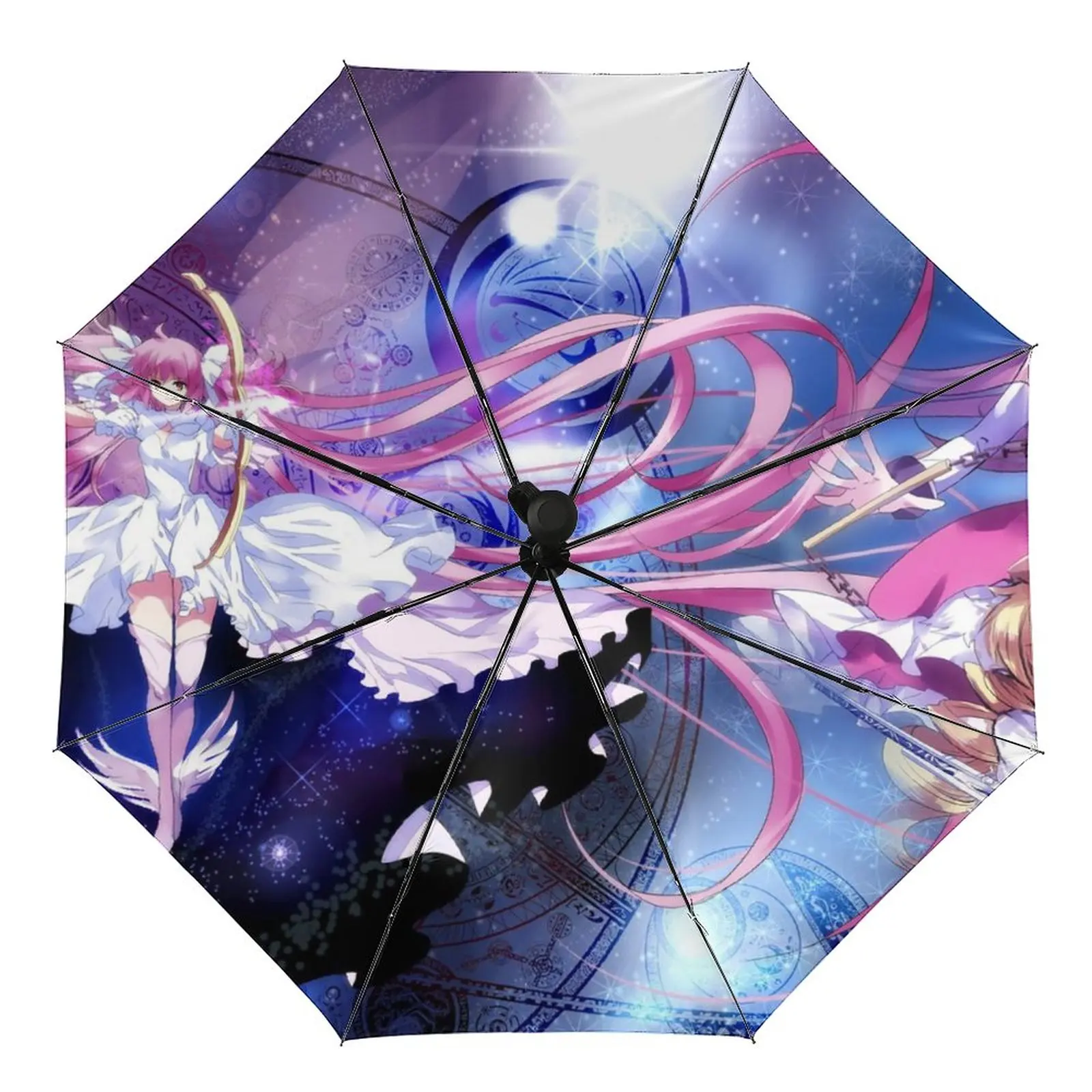 

Morgiana Magi Printed Umbrella Rain Women Automatic Umbrella Three Folding Sun Protection Umbrella Male Portable Parasol