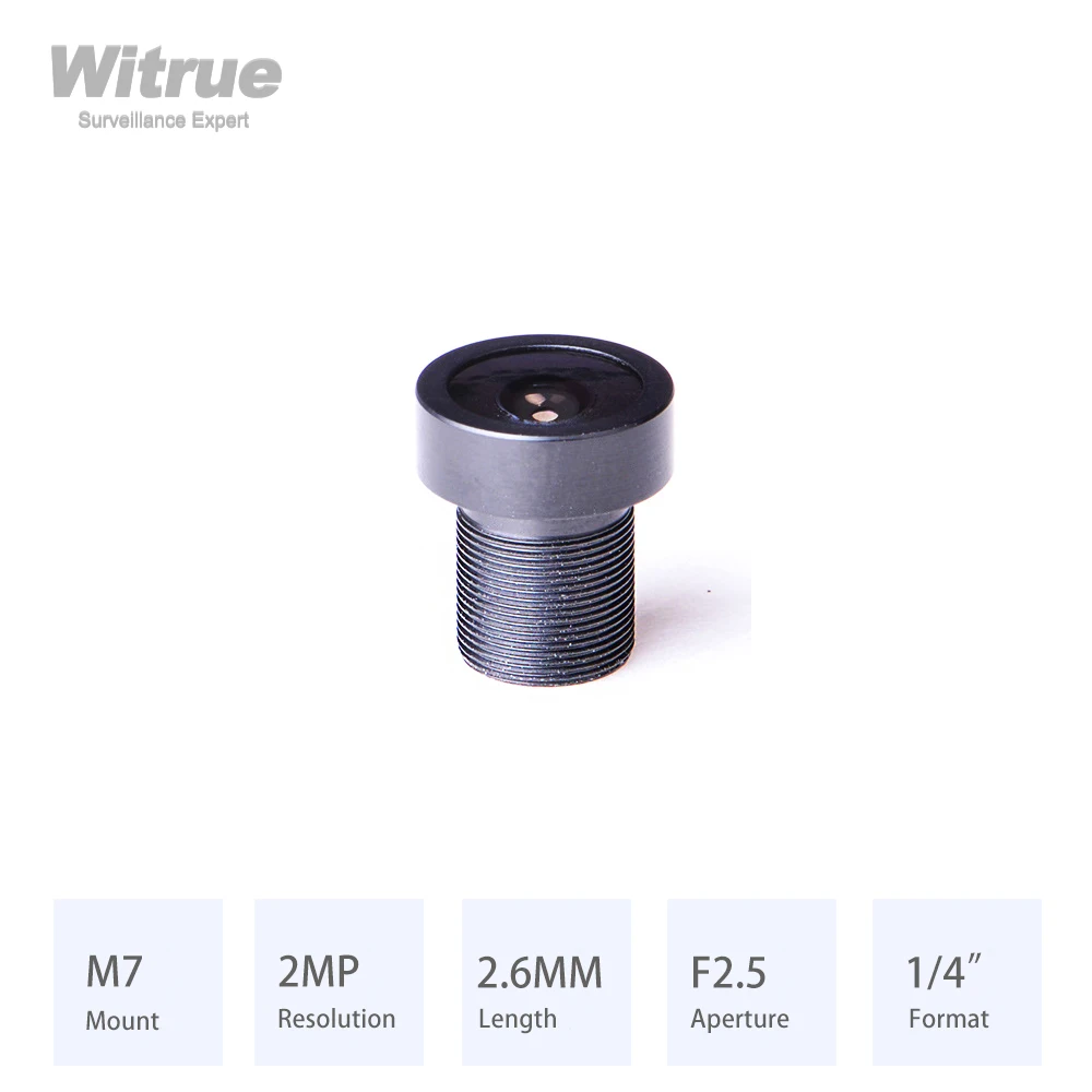 

Witrue M7 * P0.35 объектив 2,6 мм HD 1080P формат диафрагмы F2.5 1/4 дюйма с 650nm ИК-фильтром для видеодомофона автомобильной камеры