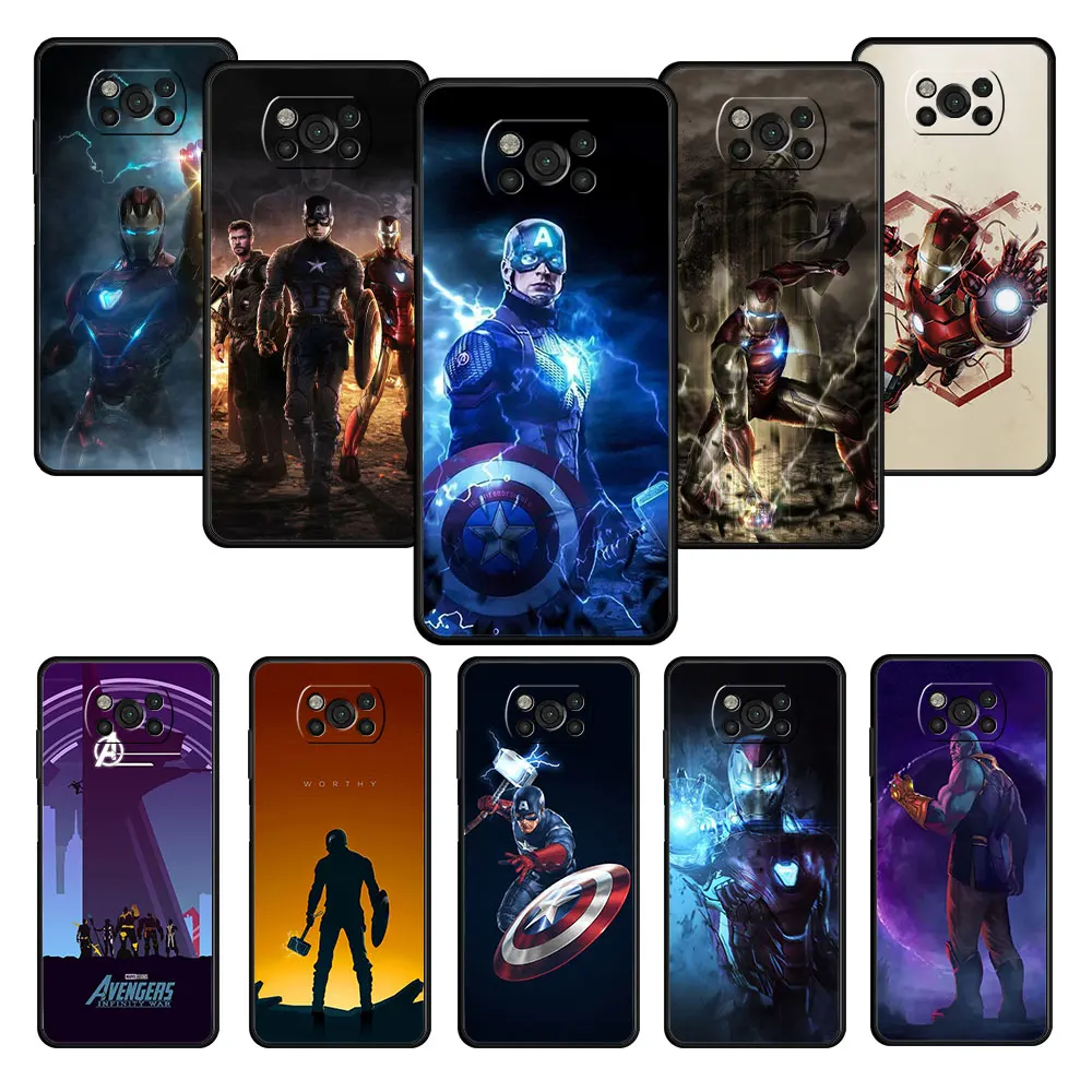 

Phone Case For Xiaomi POCO 9T M4 Pro 5G X4 11T M3 X3 NFC 10T F4 GT F3 MI 11 lite Casing Deadpool Iron Man Marvel Avengers