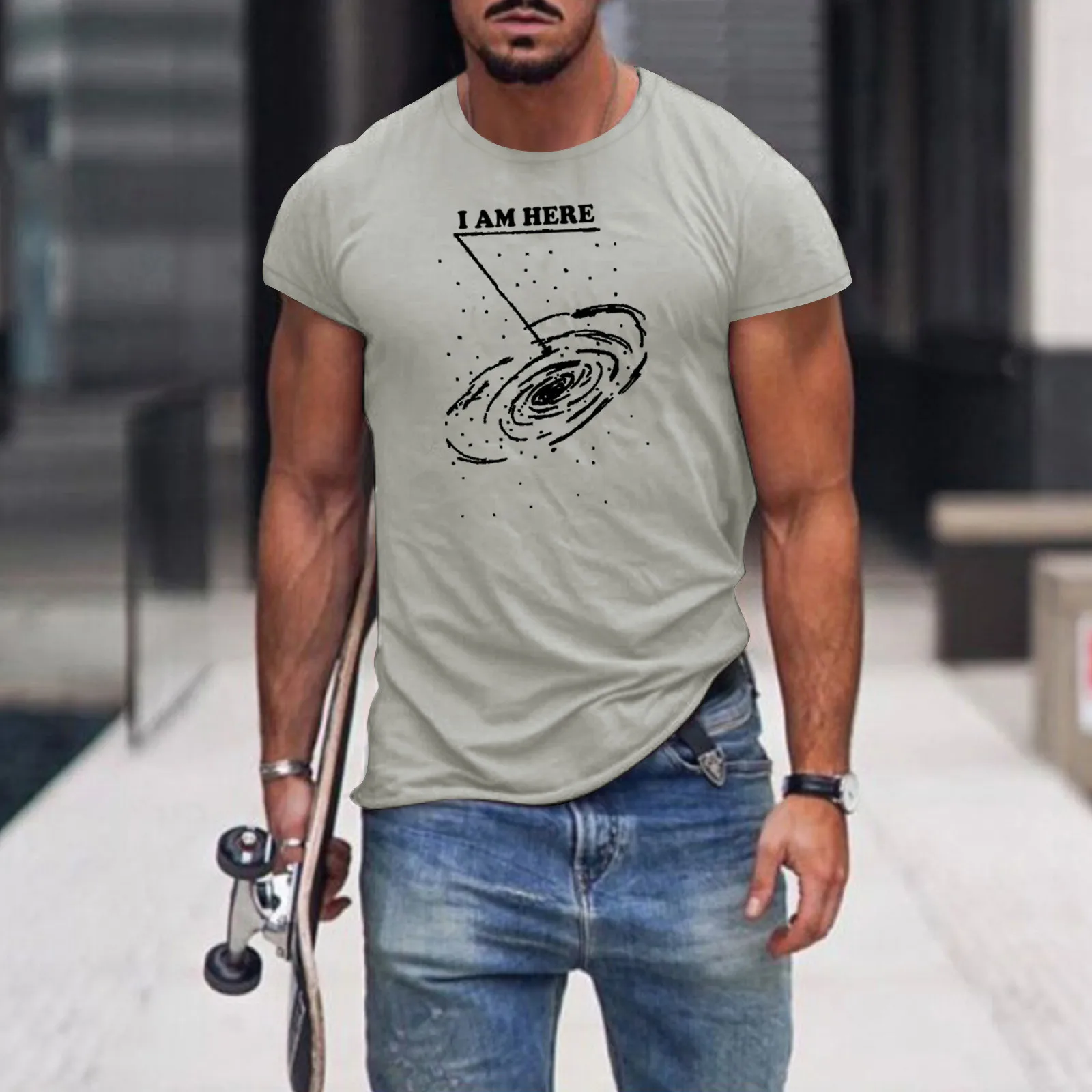 

Мужская Летняя модная повседневная хлопковая футболка с коротким рукавом, топ, блузка, мужские футболки