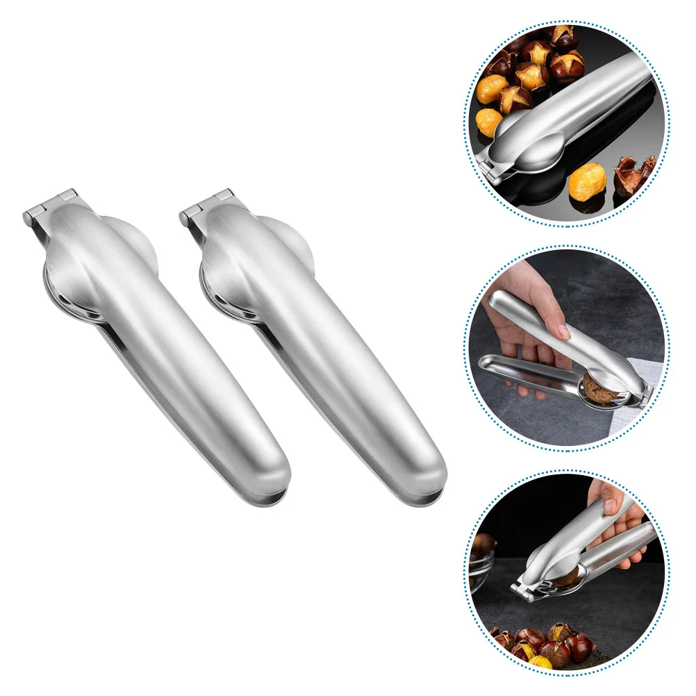 

2Pcs Stainless Steel Nut Clips Convenient Walnut Openers Durable Chestnut Openers (Silver)