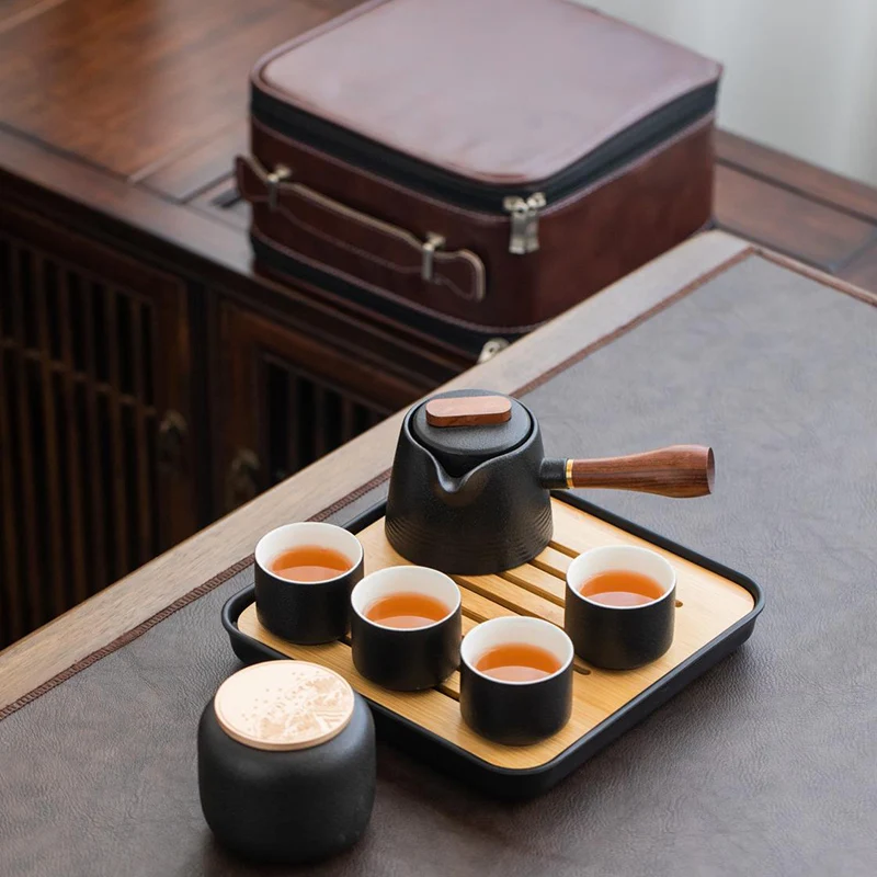 

Japanese Travel Tea Set Ceramic Handmade Porcelain Tea Ceremony Matcha Portable Teapot Cup Set Dinner Gifts Tazas Home Teaware