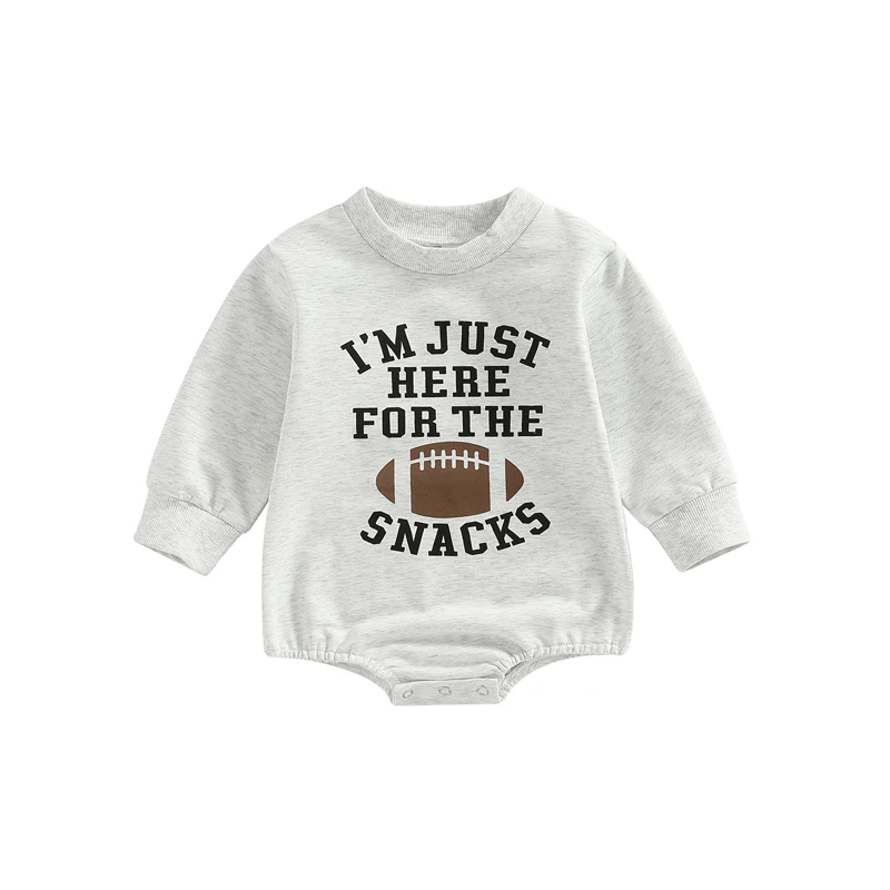 

Baby Girl Boy Romper Long Sleeve Round Neck Letters Print Fall Spring Short Crotch Button Jumpsuit