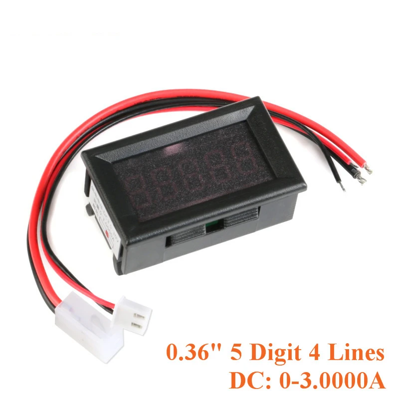 

0.36" Digital Ammeter 0-3.0000A DC Current Panel Meter Five Digit Red LEDdual display voltage and current meter