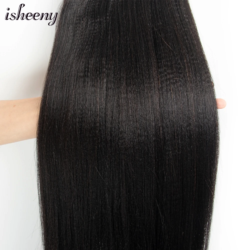 Isheeny светильник лента Yaki для наращивания натуральные черные волосы 12 "-26"