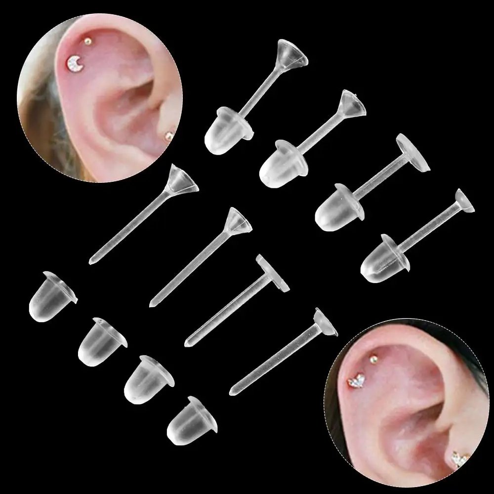 

100Pairs Plastic Earring Back Stoppers Transparent Ear Post Nuts For Women Men Jewelry Findings Components