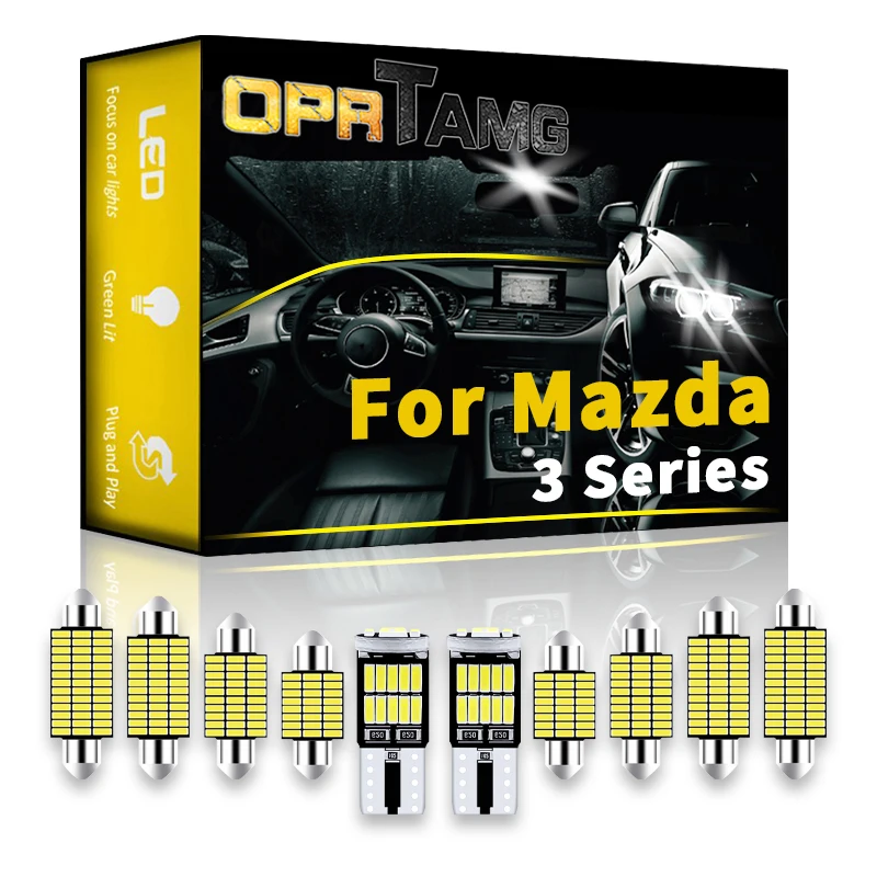 

OPRTAMG Canbus для Mazda 3 серии 1994-2012 2013 2014 2015 2016-2022, автомобильное светодиодное освещение для салона, подсветка номерного знака, автомобисветильник ...