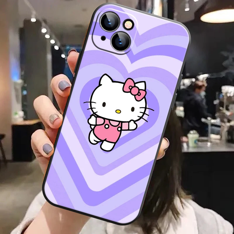 

Japan Holle Kitty Phone Case For Apple iPhone 13 12 11 Pro 12 13 Mini X XR XS Max SE 6 6s 7 8 Plus Liquid Silicon Coque Funda