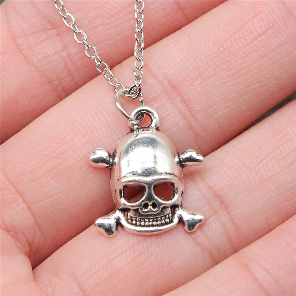 

Прямая поставка, ожерелья-Чокеры под старину серебряного цвета с черепом 20x18 мм, короткая цепочка