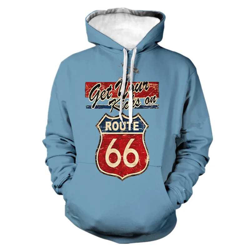 

Route 66 Highway 3D Printed Hoodie Hoodies Men's Sweatshirt Fashion America 66 Letters Hooded Streetwear Men Clothing XXS-6XL