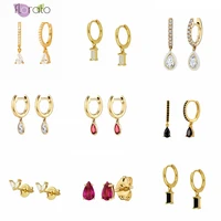 colorful crystal water drop earrings 925 sterling silver ear needle hoop earrings for women enamel earrings fashion jewelry