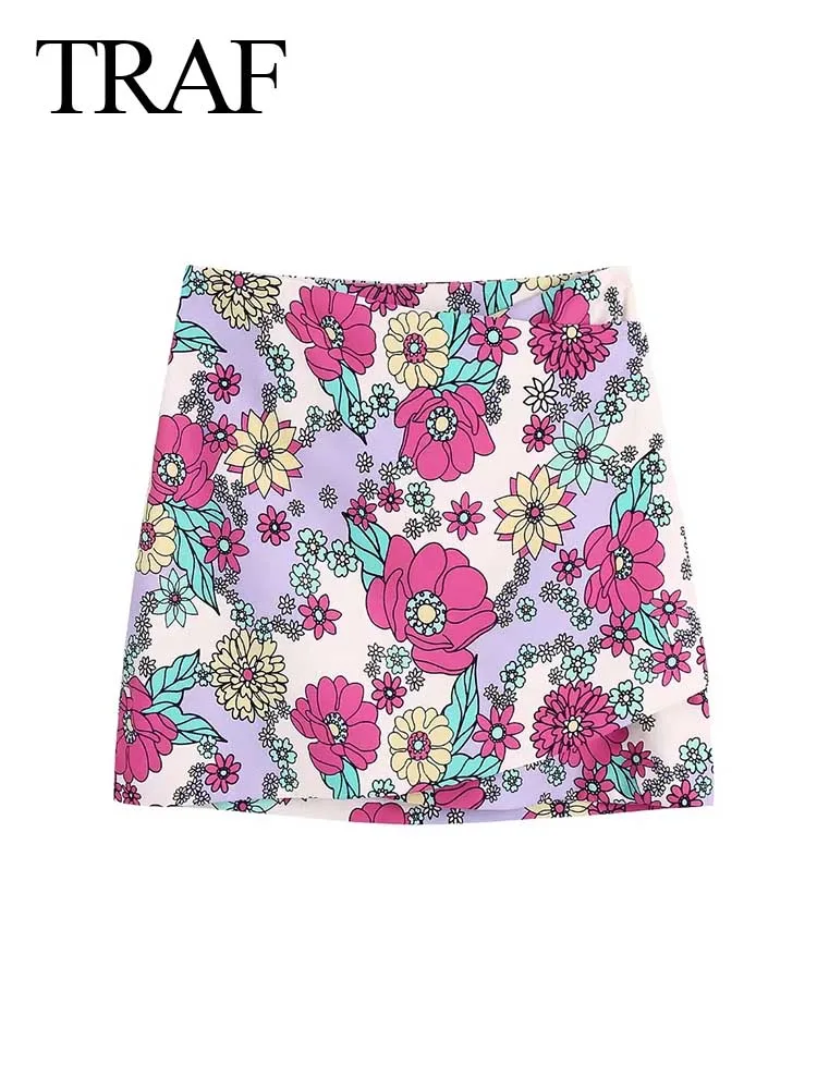 

Женская облегающая юбка в цветочек, с асимметричным принтом