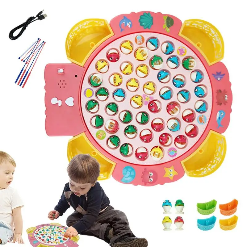 

Fishing Game Play Set Rotating Board Games Electric Fishing Toy Set With Music 360 Degree Rotating Pole And Rod Fish Board