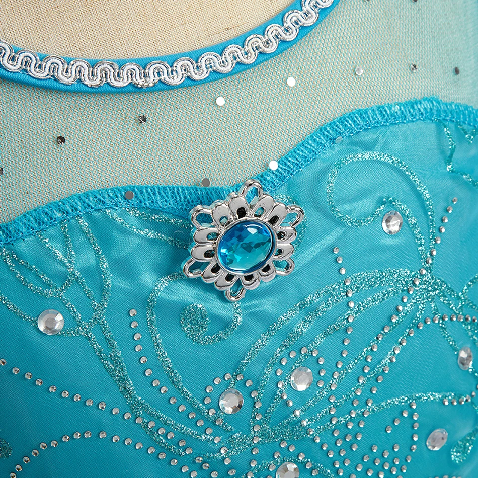 Платье Эльзы для девочек костюм на Хэллоуин длинная юбка принцессы косплея