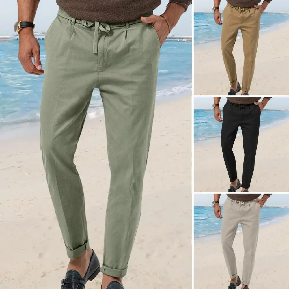 

Men's Business Casual Pants Adjustable Waist Solid Color with Pockets Comfortable And Stylish Trousers