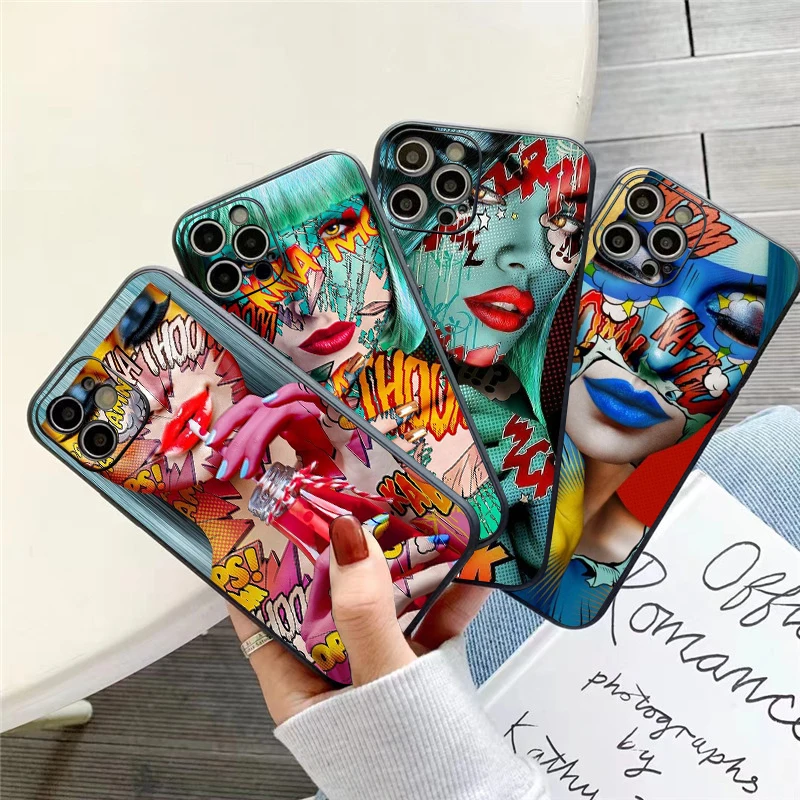 

Graffiti Handsome Girl Phone Case For iPhone 11 13 12 Pro Max 12 13 Mini X XS XR MAX 5 6 6S 7 8 Plus Carcasa Soft Black