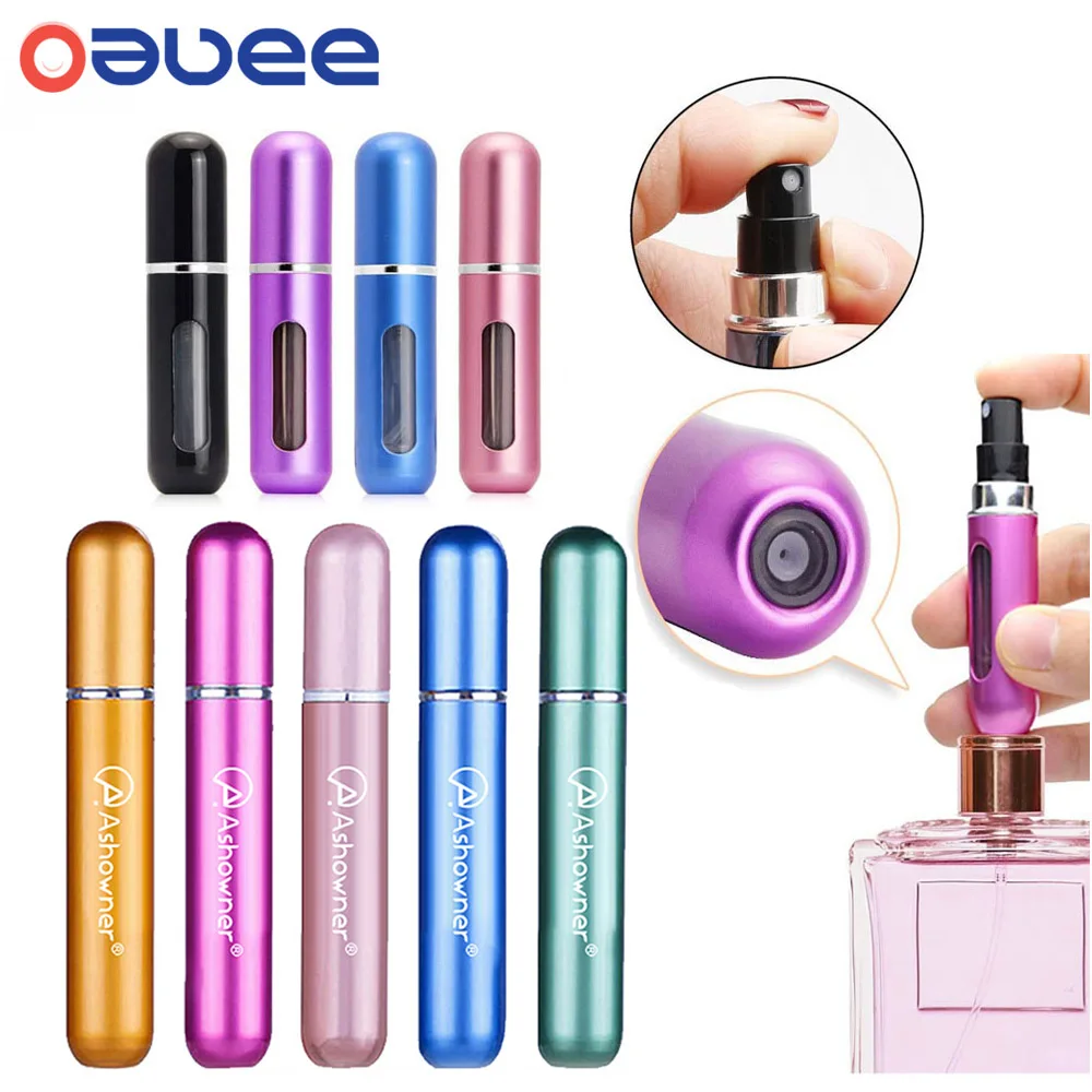 5 / 8 ml Portable Travel Mini Container Aluminum Refillable Perfume Spray Lotion Bottle Empty Cosmetic Storage Bottles Organizer