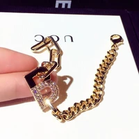 brillian luxury new fashion golden aaazircon letter b charm bracelets for women wedding party prom bride jewelry gift s00314
