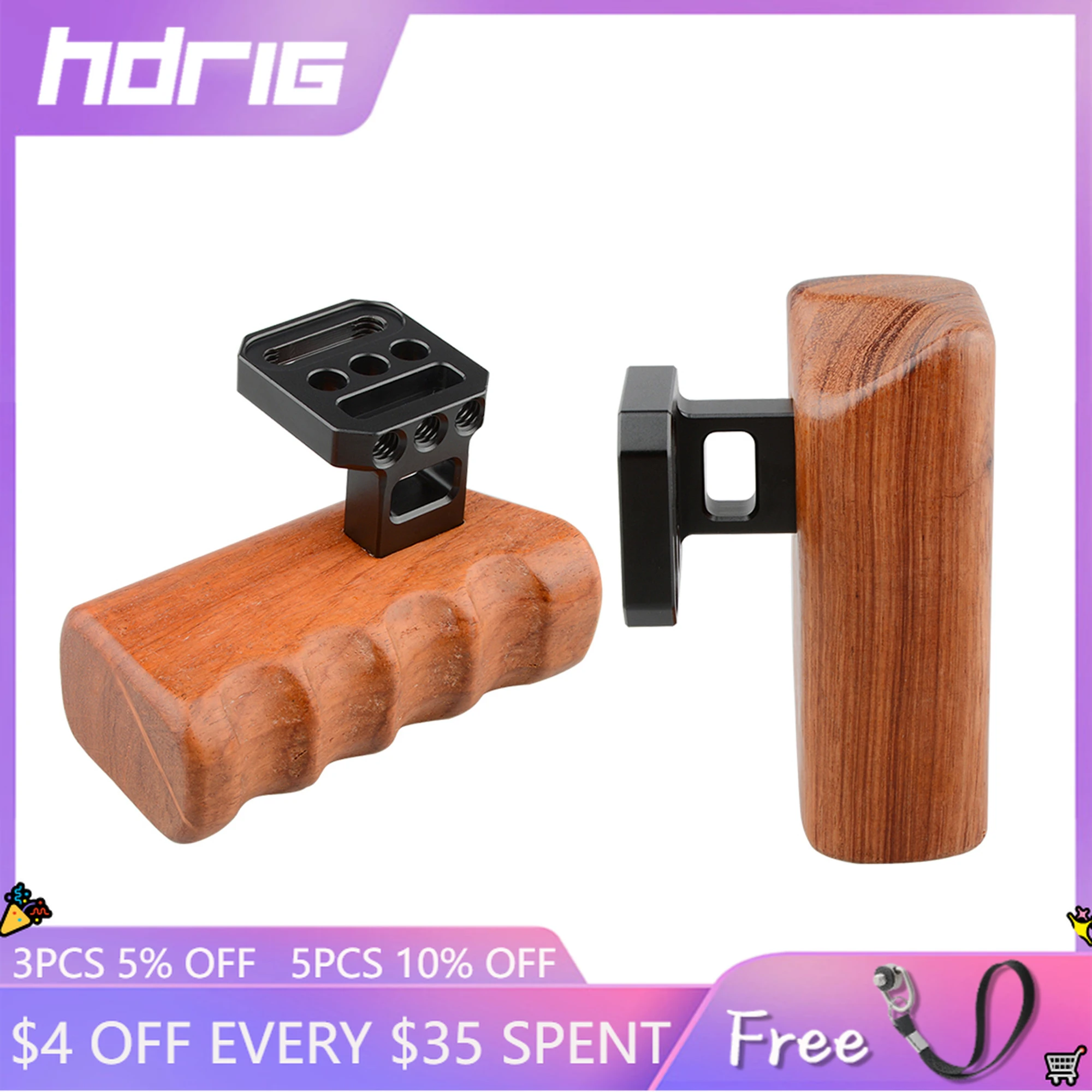 

HDRIG Wooden Handle Grips (left & right) for Panasonic GH Series Compatible with DV Video Cage RED Camera SLR Camera Rig