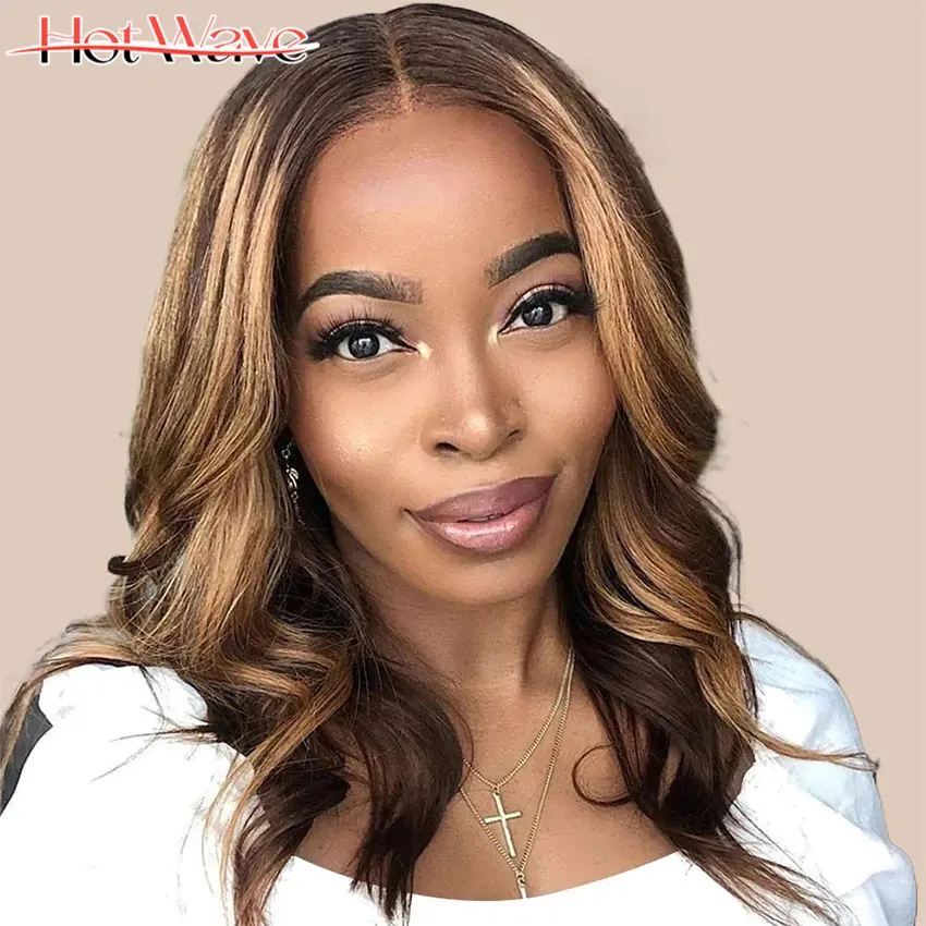 Highlight Short Bob Wigs For Women Human Hair 13x4 Ombre Body Wave HD Transparent Lace Front Human Hair Wigs Lace Closure Wig