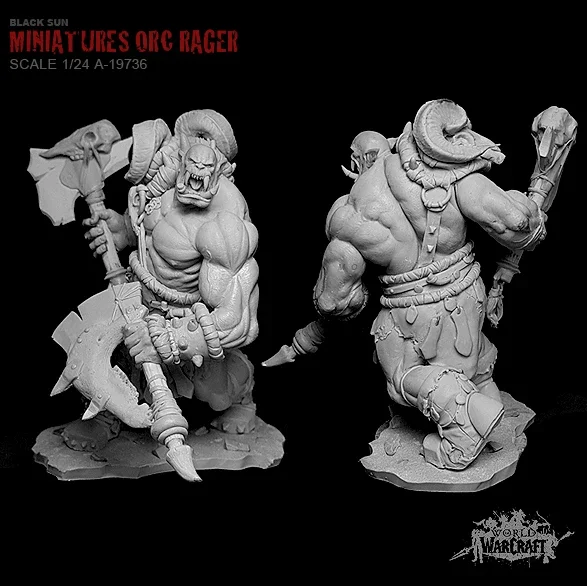 1/24 наборы смолы Orc Tomahawk Hero фигурка солдата из (75 мм) A-19736