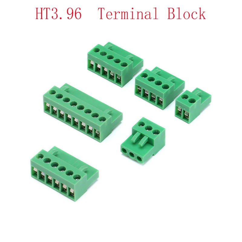

10 шт. HT3.96 шаг 3,96 мм 2P/3P/4P/5P/6 P/8P Клеммная колодка, Подключаемая Клеммная колодка 300 в 10 А, разъем провода, зеленый