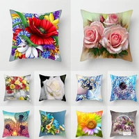 colorful sunflower rose pillow case flower cushion covers for car home living room seat decor pillowcases christmas present