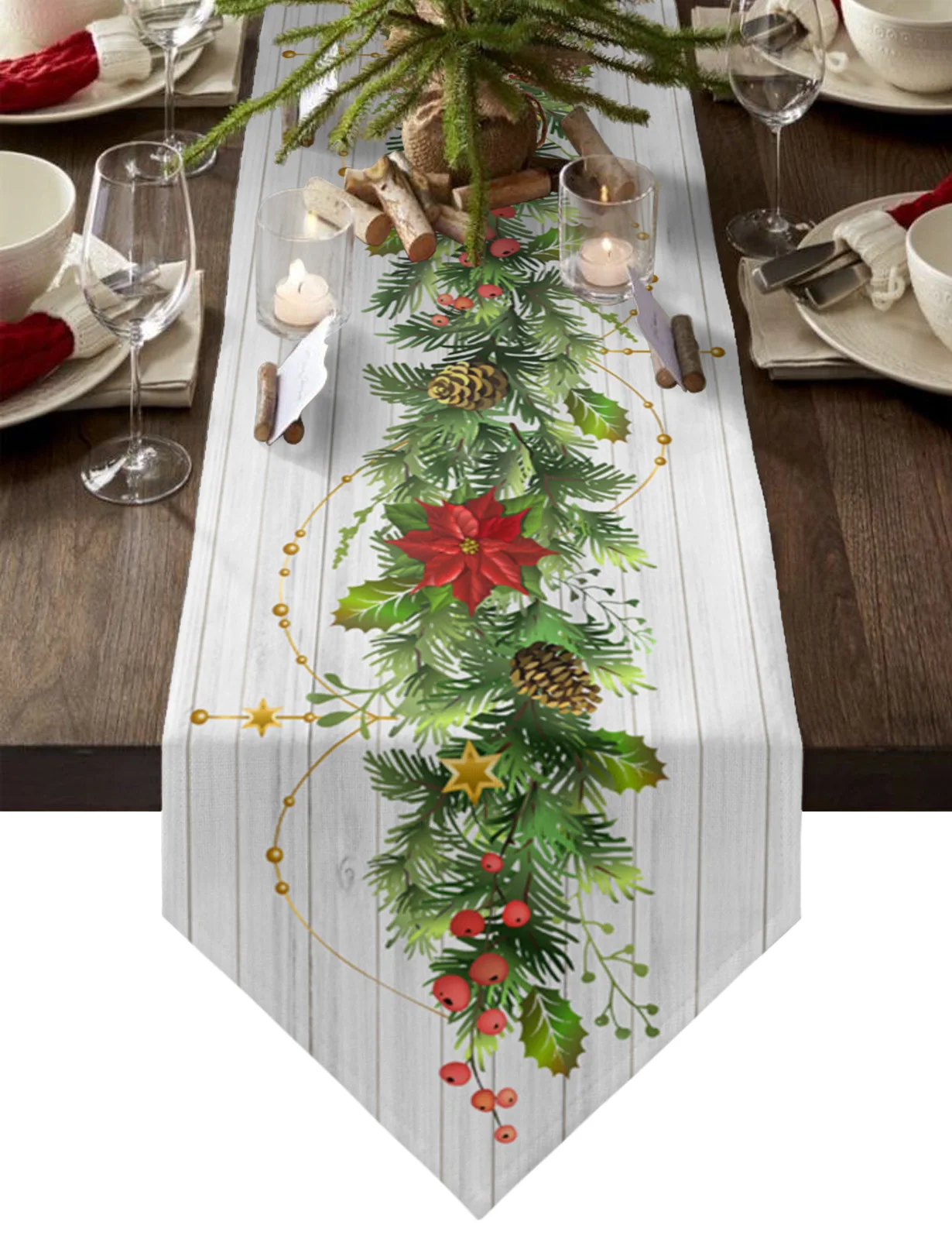 

Christmas Pine Needles Leaves Table Runners Holiday Wedding Decor Dinning Table Cover Christmas Decorations Table Cloth