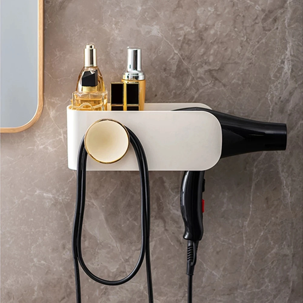 

Hair Dryer Storage Rack Bathroom No Punching Multifunctional Comb Fragrance Organizer Wall Mounted Toilet Commodity Containers
