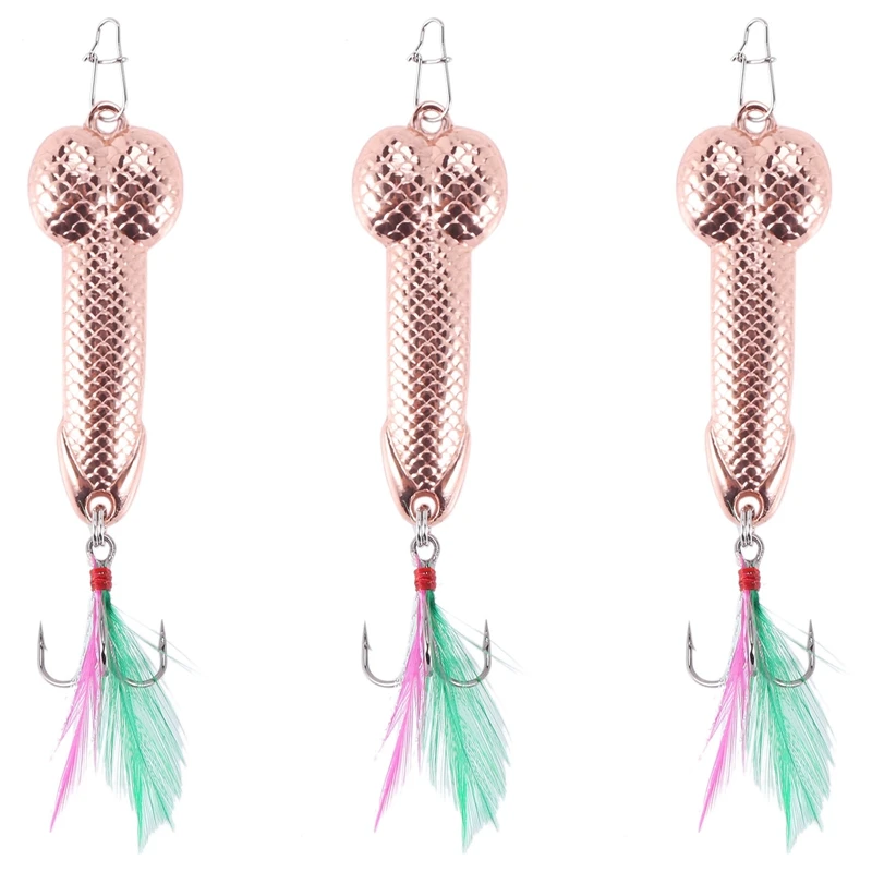 

3Pcs Fishing Lures Tackle Hook Dick Spinner Spoon Pike VIB Wobble Tackle Hook(Rose Gold 21G)