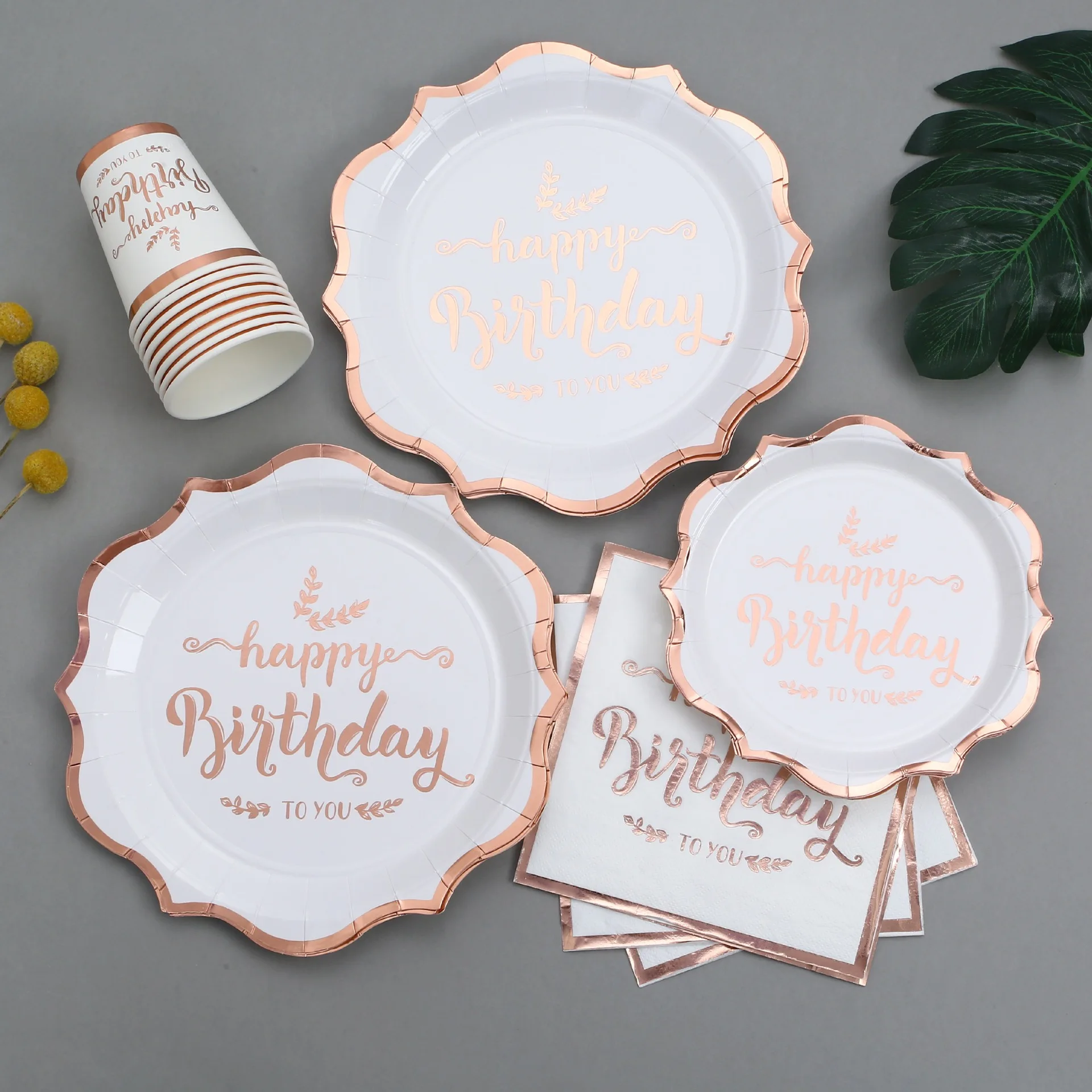 

8 шт., набор Бумажных Столовых приборов с тиснением под розовое золото