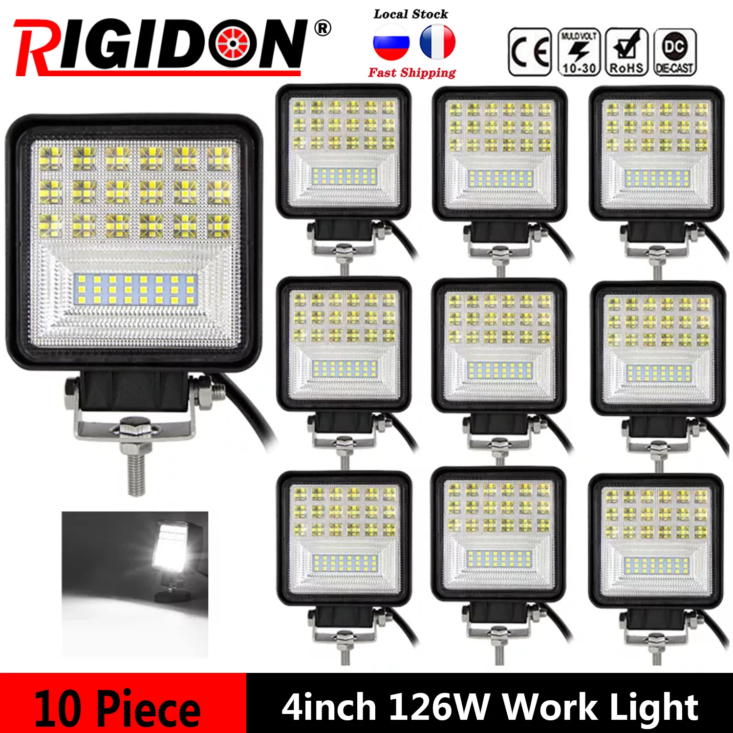 

RIGIDON 4inch 126W Flood Spot Beam Combo LED Work Light for Off road Truck SUV ATV 4WD Tractor Excavator Driving Lights