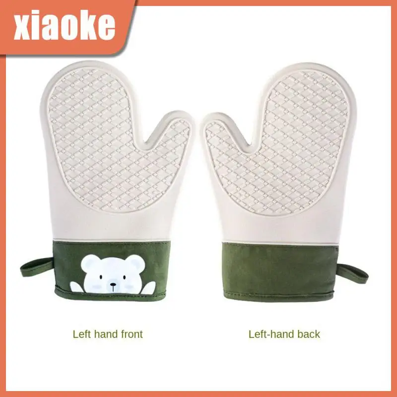 

Силиконовые теплоизоляционные перчатки, двухслойные перчатки для духовки, новые Саржевые перчатки для микроволновой печи, кухонные аксессуары, перчатки