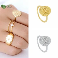 gold plated vintage sunflower thin rings for women luxury jewelry boho gold rings for girl fashion accessories gifts