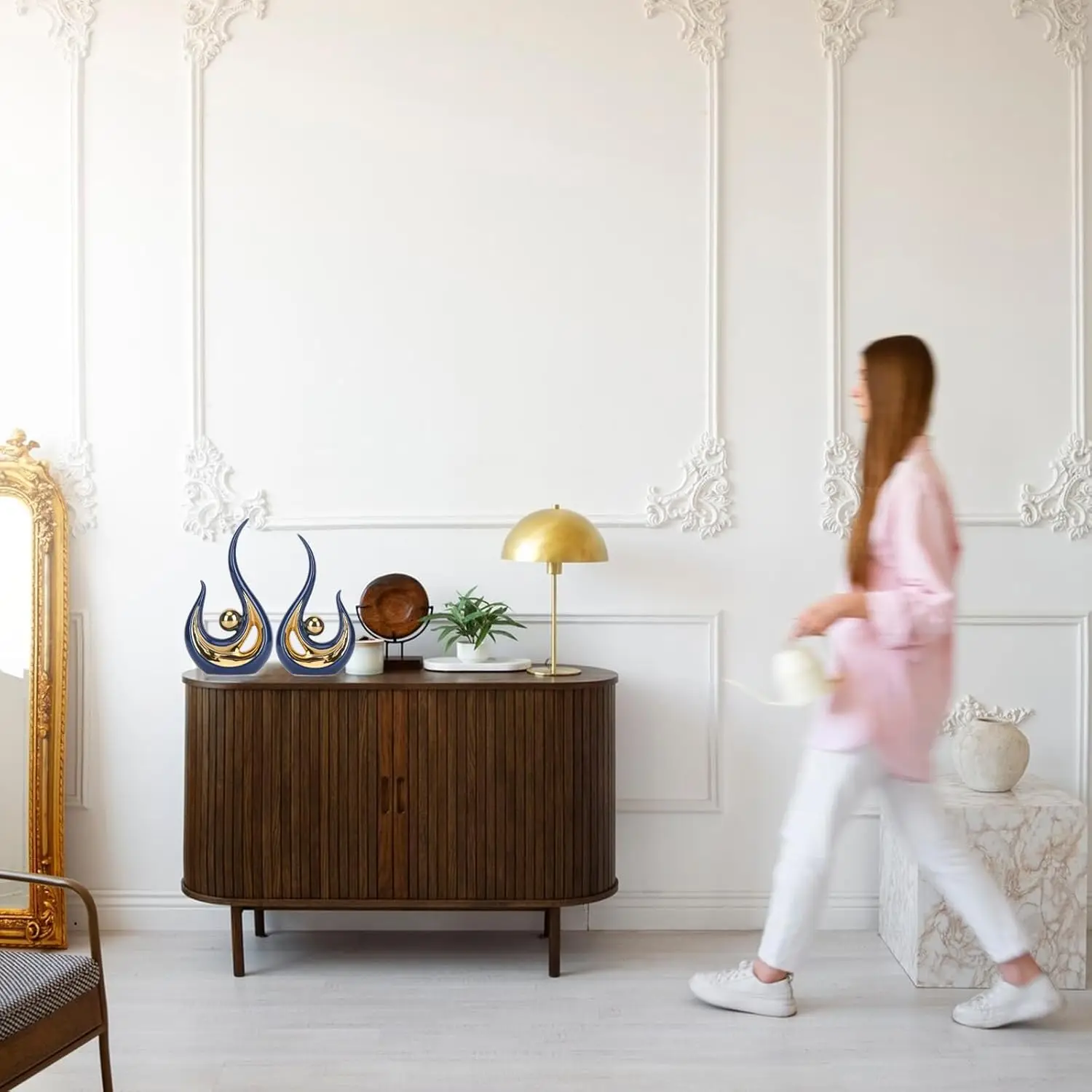 Белый и золотой акцент для домашнего декора современное абстрактное искусство