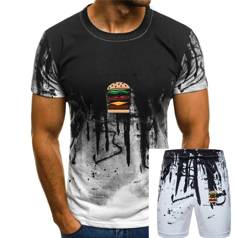 

Happy National Cheeseburger Day September 18Th T-Shirt White-Grey For Men-Women Retro O Neck Tee Shirt