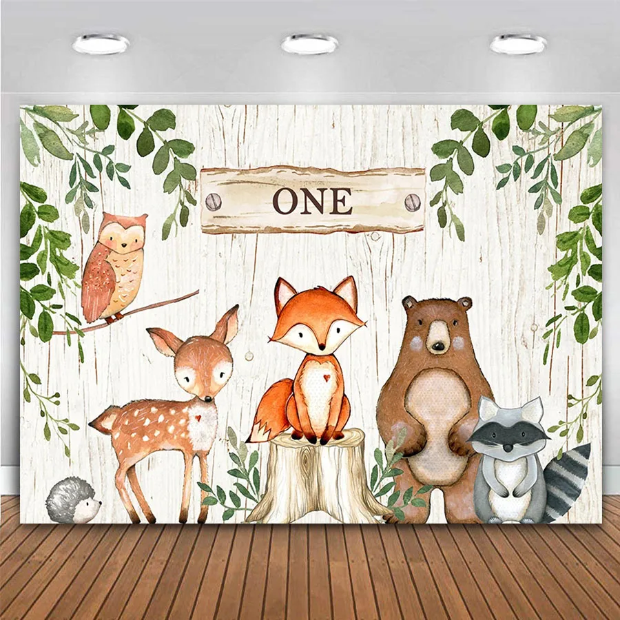 

Фон для фотосъемки с изображением леса малыша первого дня рождения джунглей животных