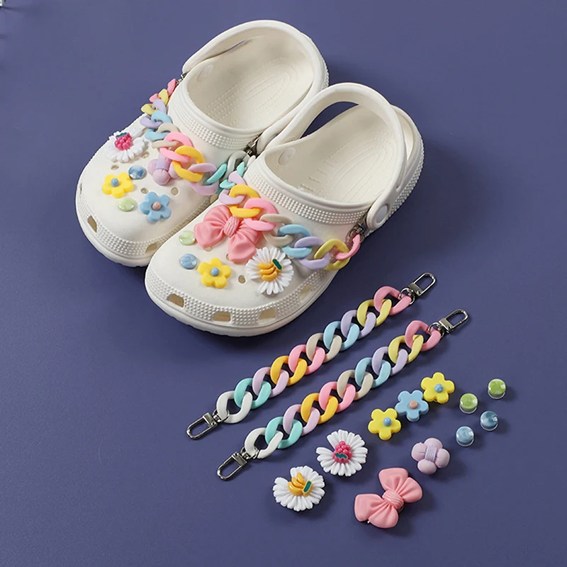 

Solid Clower Butterfly Shoes Charms 1 Set Fruit Flower Chains Cute Shoe Chains Charms Designer Diy Summer Accessories
