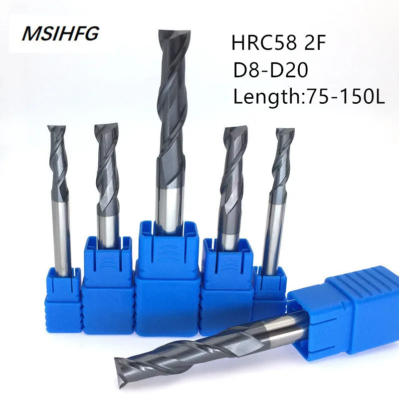 

HRC58 2 Flute Flat Milling Cutter Aluminium wood Copper Processing CNC Router Tungsten Steel Sprial Bit Carbide End Mill