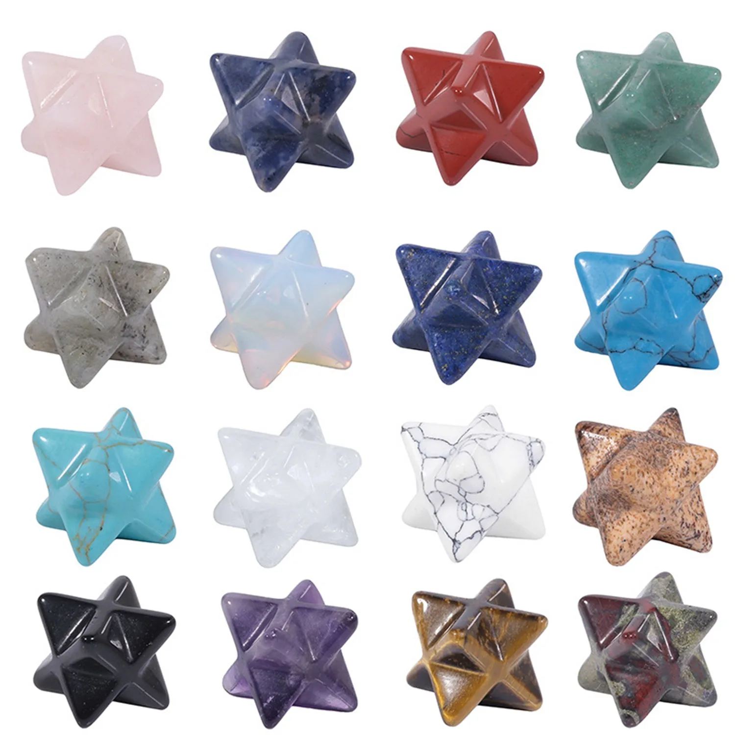 

30MM Rock Crystal Merkaba Star for Healing Reiki Spiritual Divine Therapy Energy Pocket Stone Eight-Pointed Stars