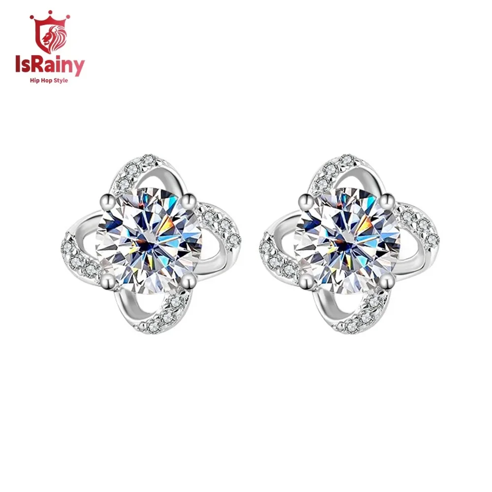 IsRainy D Цвет 5 мм Круглой огранки GRA Муассанит Бриллианты Серьги-гвоздики для женщин