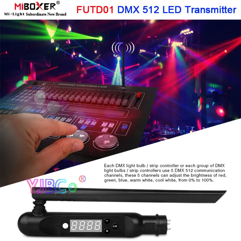 Miboxer FUTD01 2.4G Wireless Receiver Adapter DMX512 LED Transmitter for Disco LED Stage Effect Lights RGB+CCT Strip Controller