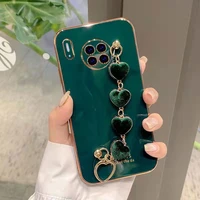 electroplated love heart bracelet phone case for huawei p50lite p20 p30 p40 honor 9x 8x 50 50pro y6p y7p y9s luxury cover coque