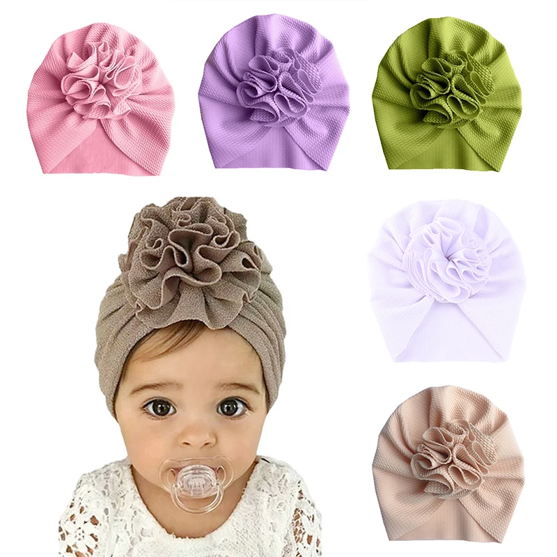 

Cute Flower Baby Hat Toddler Turban Infant Head Wraps Kids Bonnet Newborn Toddler Beanie Cap for 0-18 Months Baby Headband